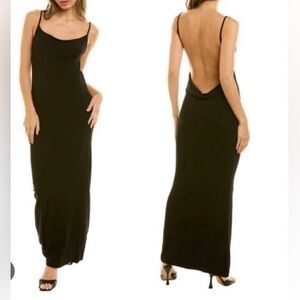 DANIELLE BERNSTEIN BY WEWOREWHAT COWL EVENING MAXI DRESS BLACK